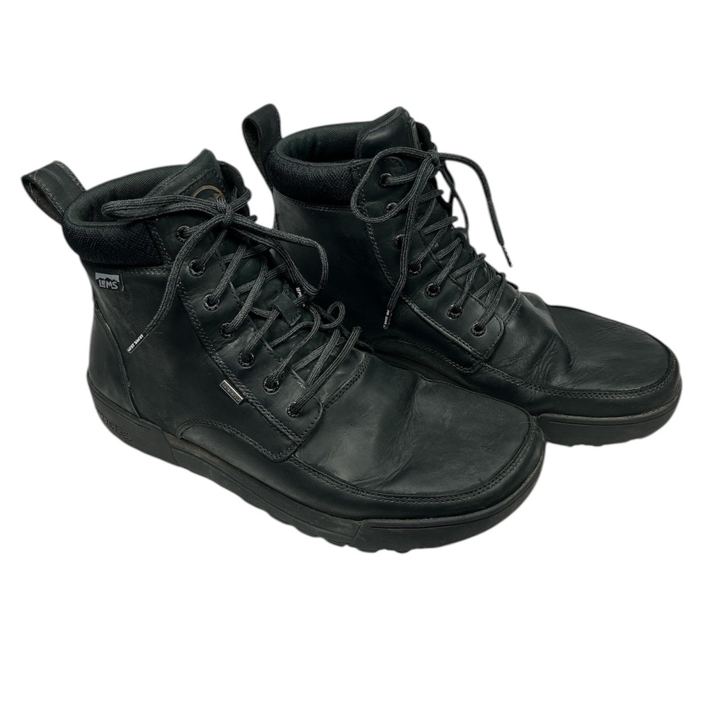 Lems EUC Boulder Summit Waterproof Boots Men 15 Black Leather LEMS700 W/O Insole